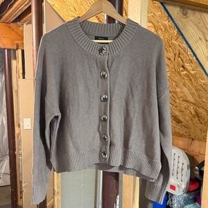 Quince Taupe Button-Up Cardigan